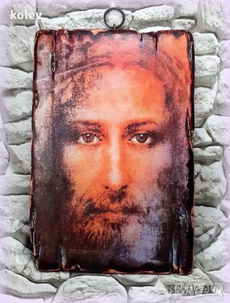 Исус Христос Торинската плащеница, картина декупаж 30/20 см , снимка 1