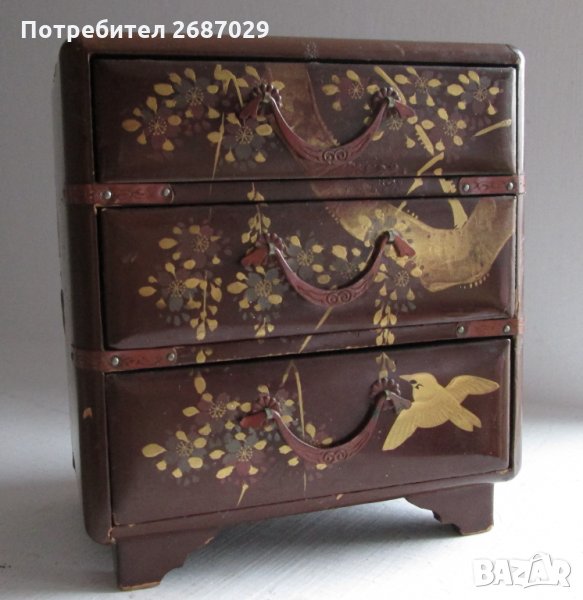 стара японска кутия за бижута с чекмеджета, снимка 1