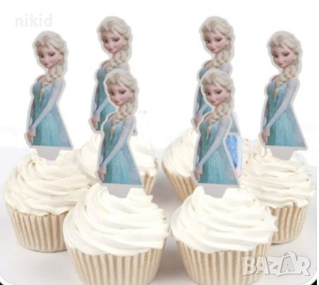 Елза от Замръзналото Кралство 25 бр картон топери за кексчета мъфини торта рожден ден украса, снимка 1