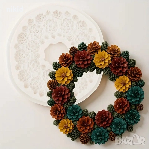 Венец от шишарки шишарка силиконов молд форма декор украса, снимка 1