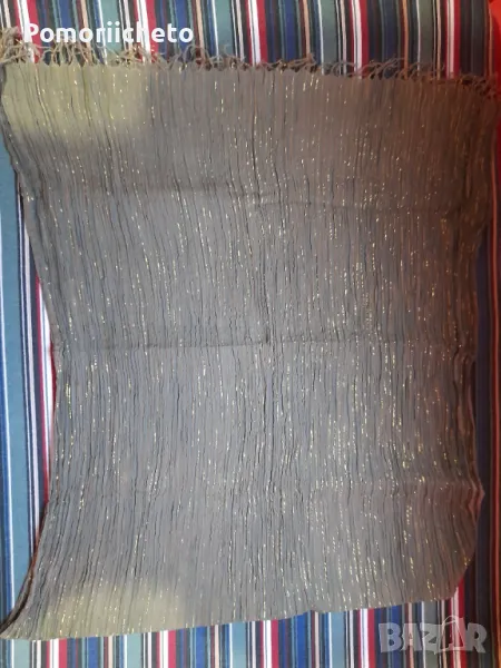 Шал в каки зелено със златиста нишка , снимка 1