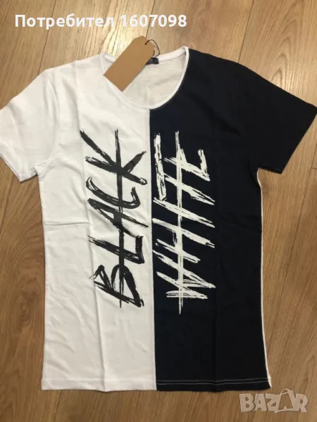 Мъжка тениска black - white , снимка 1