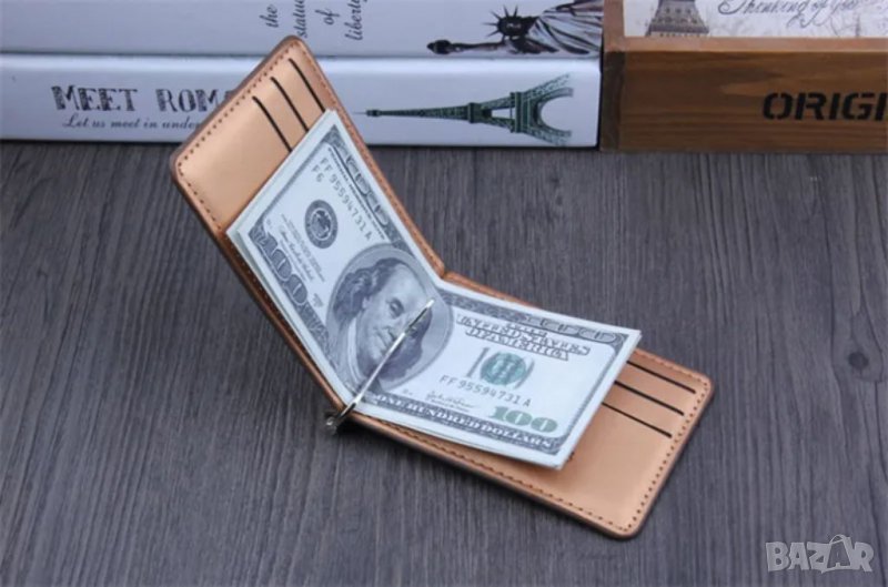 Бизнес портфейл с щипка за банкноти и банкови карти, снимка 1