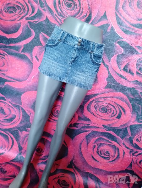 Супер къса синя дънкова пола С, снимка 1