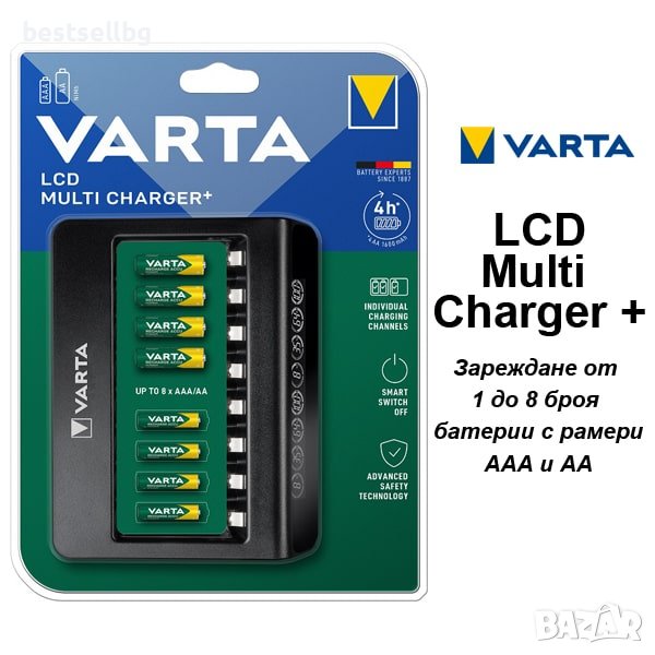 Зарядно устройство за зареждане до 8бр батерии Varta LCD Multi Charger, снимка 1