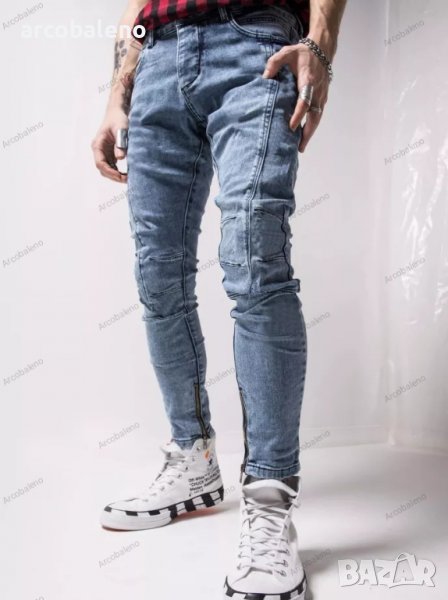 Мъжки модни прилепнали дънки, снимка 1
