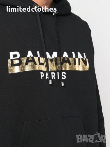 BALMAIN Black Gold Foil Logo Print Мъжко Горнище тип Суичър size L и XXL, снимка 5 - Суичъри - 38883671