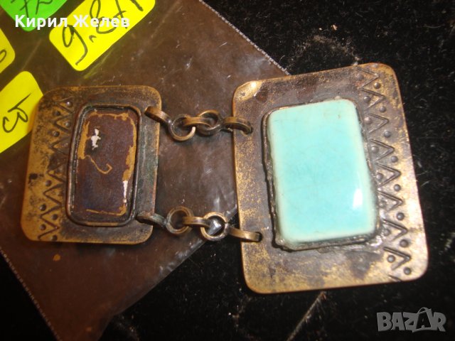 СТАРИННА БРОНЗОВА БРОШКА с ЦВЕТЕН ЕМАЙЛ - ПЛОЧКА 72761, снимка 5 - Антикварни и старинни предмети - 30652650