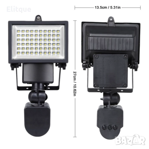 Соларен  градински прожектор 60 LED и сензор за движение, снимка 12 - Други стоки за дома - 52832301