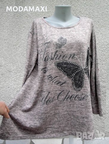 3XL Нова  италианска блуза с пеперуда , снимка 5 - Блузи с дълъг ръкав и пуловери - 30342227