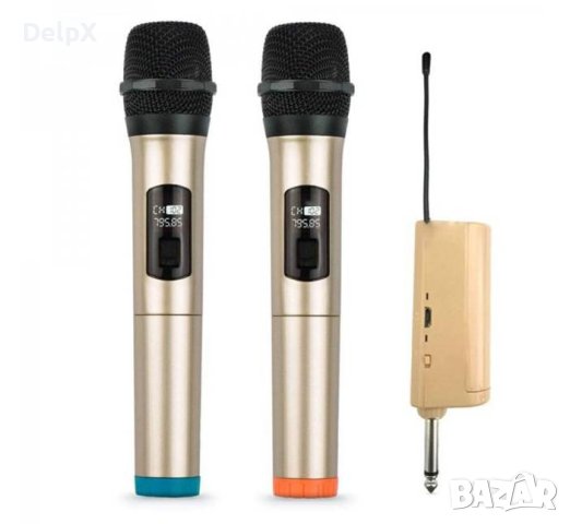 Професионална система SM-820A, 2 безжични микрофона, предавател, приемник
