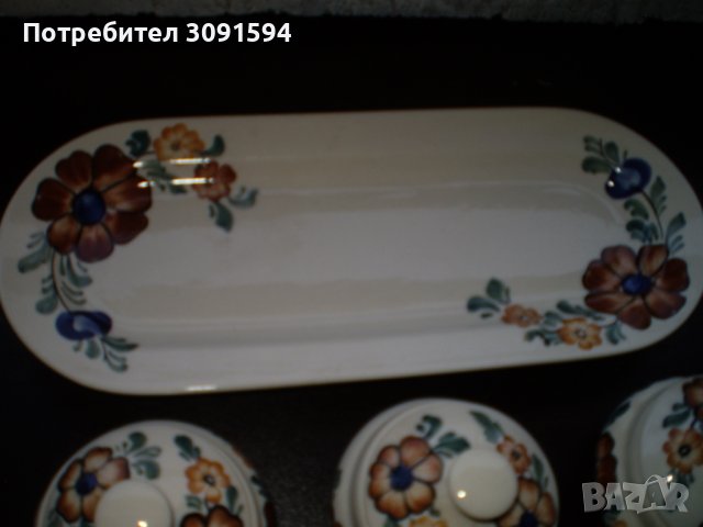 Винтидж ръчно рисуван Полски керамичен комплект четири части, снимка 4 - Други ценни предмети - 40271309