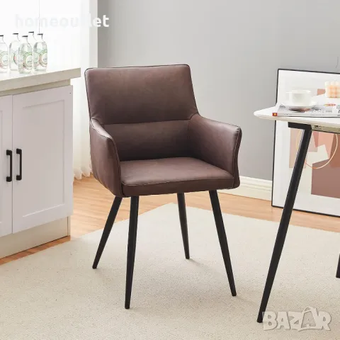 Висококачествени трапезни столове тип кресло, к-т от 2бр C-U-DC-A0325BR , снимка 3 - Столове - 48994377