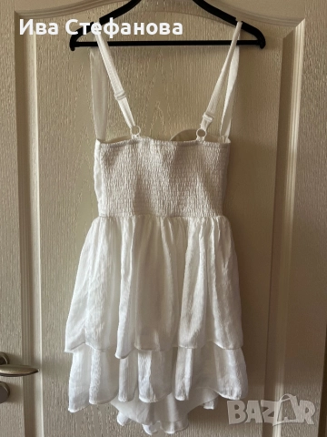  бяла кокетна кукленска нежна женствена романтична парти официална коктейлна рокля бюстие корсет , снимка 3 - Рокли - 51410852