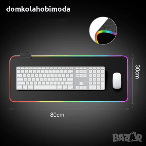Подложка за клавиатура RGB LED, 7 цвята, 4 програми.80х30х0.3 cm, Кабел около185 см, снимка 5 - Клавиатури и мишки - 36557934