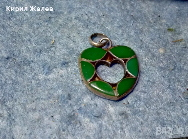 СЪРЦЕВИДЕН СКЪПОЦЕНЕН СРЕБЪРЕН ПЕНДАНТ СРЕБРО ВИСОКА ПРОБА с ЮВЕЛИРНО ШЛИФОВАН ЗЕЛЕН ЯСПИС 48965, снимка 8 - Колиета, медальони, синджири - 49122707