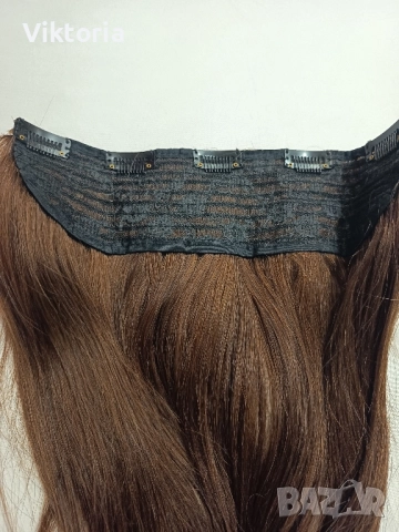 Естествена европейска коса 55см.100гр.с клипси 