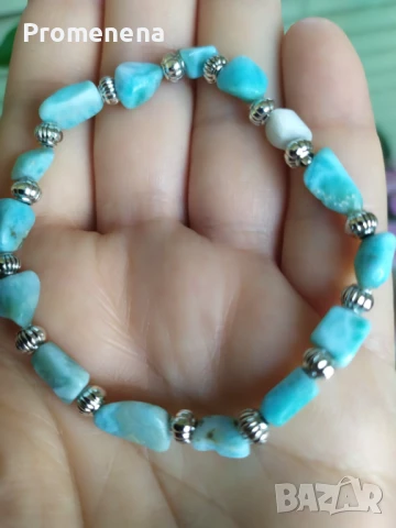 Гривна от естествен Ларимар, снимка 5 - Гривни - 51395206