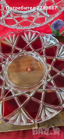 порцеланов стъклен поднос чиния рубинен, снимка 2 - Декорация за дома - 50107257