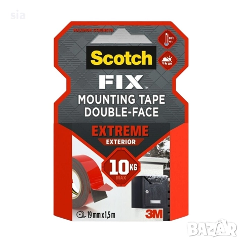 Двойнолепящо тиксо 3M Scotch FIX 19мм х 1.5м до 10кг 