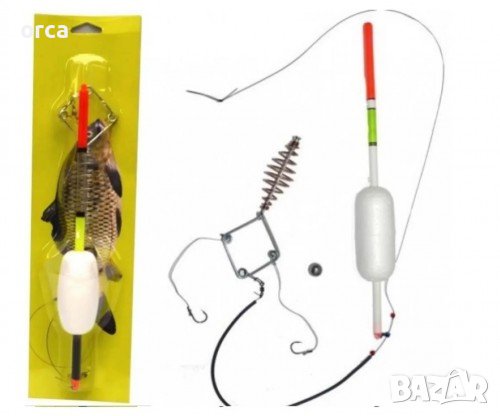 Риболовен монтаж за шаран и толстолоб на повърхността с технопланктон - Напълно готов, снимка 2 - Такъми - 37151175