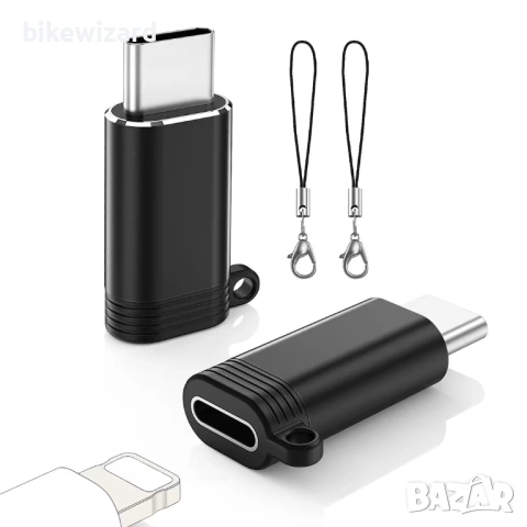 MoKo Lightning към USB-C конектор 2 адаптера за iPhone 16/15 Pro Max, iPad, Samsung НОВИ