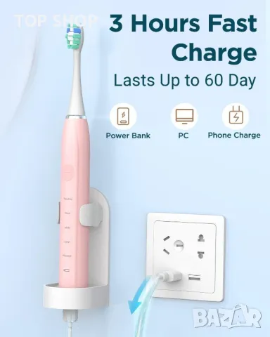 Ултразвукова четка за зъби с 6 глави, 5 режима, 60 дни батерия Phylian Pro, снимка 5 - Маши за коса - 48780306