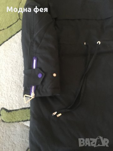 Детско яке с гъши пух 140 см. черно с лилава яка , надпис и ципове, снимка 5 - Детски якета и елеци - 30173220