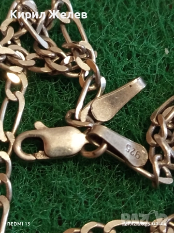 Красив сребърен синджир плетка тип ФИГАРО майсторска изработка 40218, снимка 2 - Колиета, медальони, синджири - 52863392