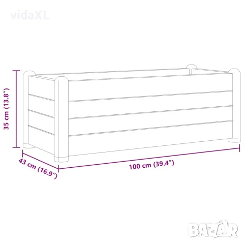 vidaXL Градинска висока леха, PP, антрацит, 100x43x35 см, снимка 6 - Саксии и кашпи - 56146609