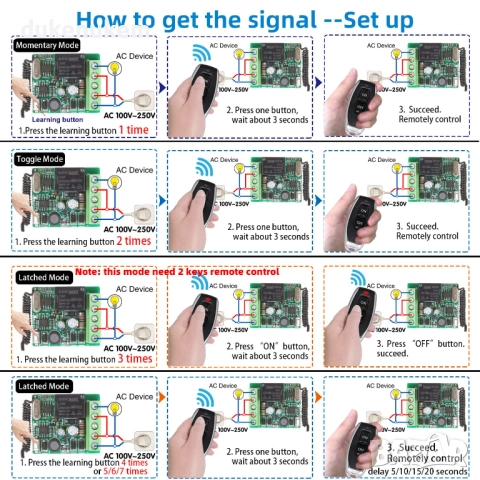 Безжичен релеен модул с дистанционно, 433 MHz, 1 канал, снимка 8 - Друга електроника - 52811861