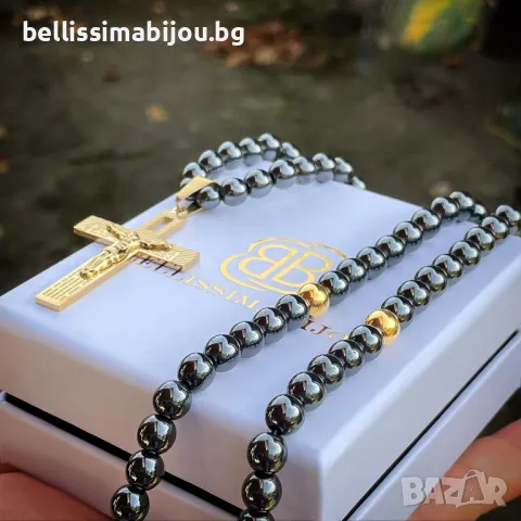 Мъжки Гердан от Хематит и Стомана