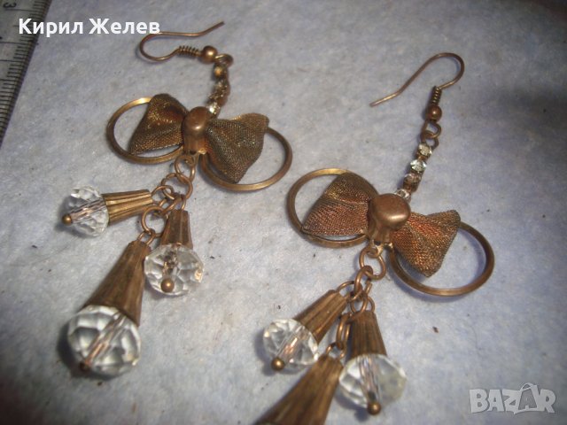 ЗЛАТИСТИ АР НУВО СТИЛ КРИСТАЛНИ РЕТРО АРТ ОБЕЦИ - ПАНДЕЛКИ 1793, снимка 5 - Обеци - 36596887