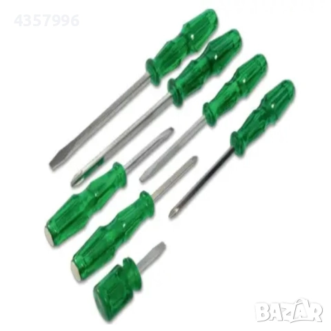 Комплект ударни отвертки 7бр, Зелени