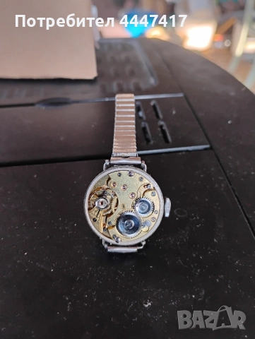 Швейцарски сребърен часовник с ниело !