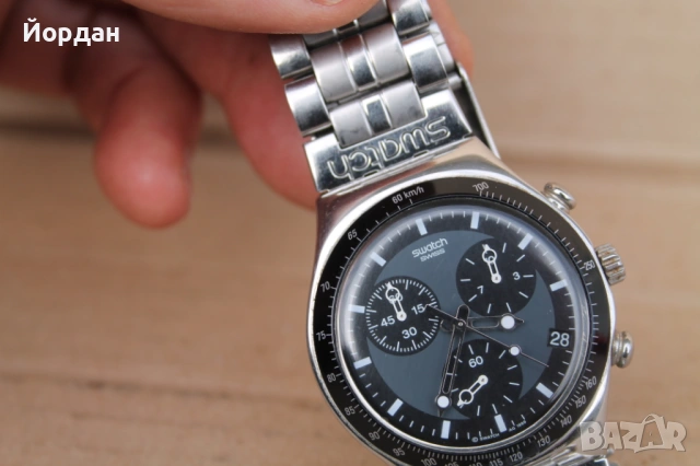 Мъжки стоманен хромиран часовник ''Swatch'' , снимка 6 - Мъжки - 54149922