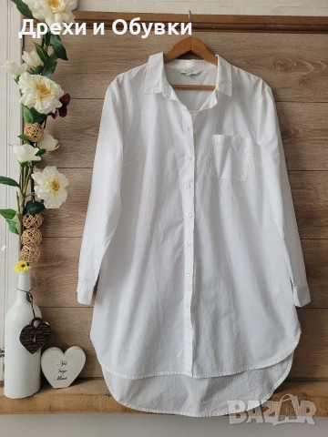 Бяла рокля тип риза памучна материя CELLBES , снимка 10 - Рокли - 54211392