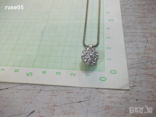 Висулка "Топче" с камъни със синджир сребърни - 7,12 гр., снимка 3 - Бижутерийни комплекти - 30236374
