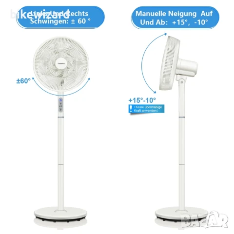 LeaderPro, вентилатор на стойка с дистанционно управление, 3 скорости, регулируема височина НОВ, снимка 1