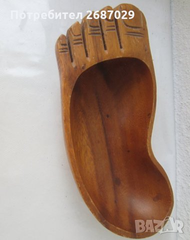 дървен съд  крак - стъпало, дърворезба, поднос, чиния, снимка 2 - Други - 30304791