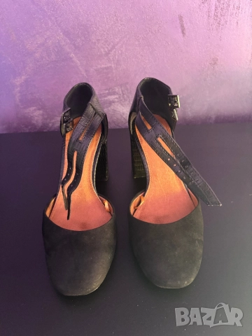 Next обувки черен велур на ток, размер 36.5, снимка 3 - Дамски обувки на ток - 52320241