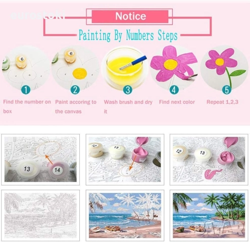 Tucocoo Комплекти за рисуване по номера с рамка Октопод, с четки и акрилни бои върху платно за възра, снимка 3 - Картини - 52296504