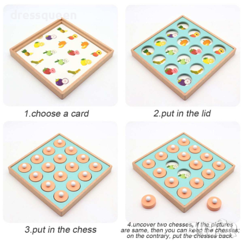 3569 Настолна детска игра Мемори шах с 6 бр. шаблони с изображения, снимка 9 - Други - 44615068
