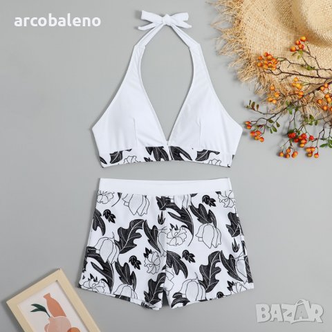 Дамски бански костюм къси панталони с висока талия, 5цвята , снимка 16 - Бански костюми - 40146918