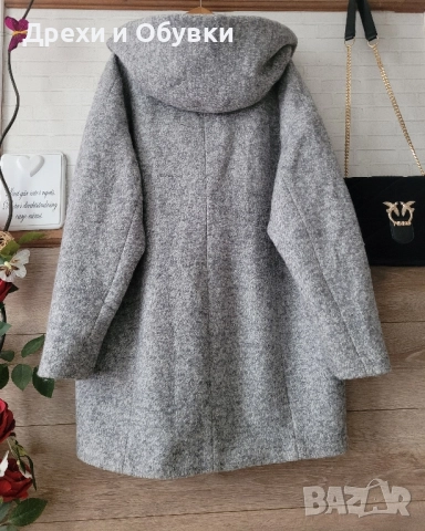 Палто с качулка CUBAS AS вълна, снимка 4 - Палта, манта - 52544440