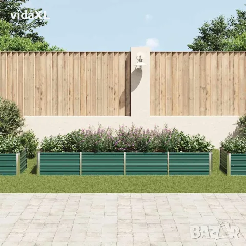 vidaXL Градинска висока леха поцинкована стомана 320x80x45 см зелена, снимка 3 - Саксии и кашпи - 56147623