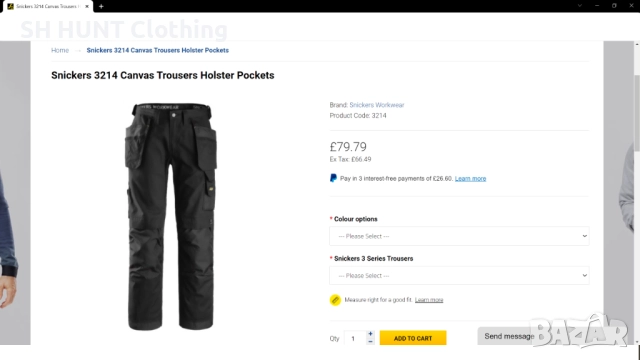 Snickers 3214 Canvas Trousers Holster Pockets Work Wear размер 48 / M работен панталон W4-89, снимка 3 - Панталони - 51966614