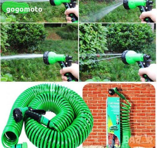 Спираловиден градински маркуч 15 метра + пистолет за водата с 7 функции, снимка 5 - Напояване - 37481501