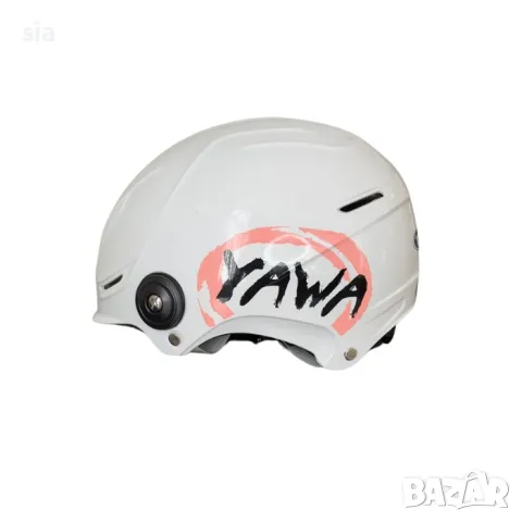 Каска мото  с визьор - бял гланц