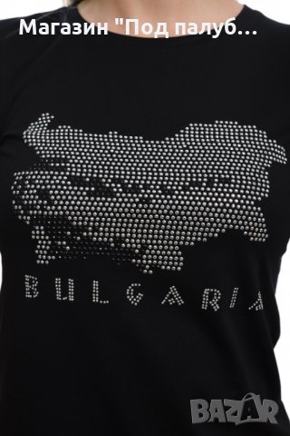 Нова дамска тениска с трансферен печат- кристали картата на България, снимка 6 - Тениски - 29463438